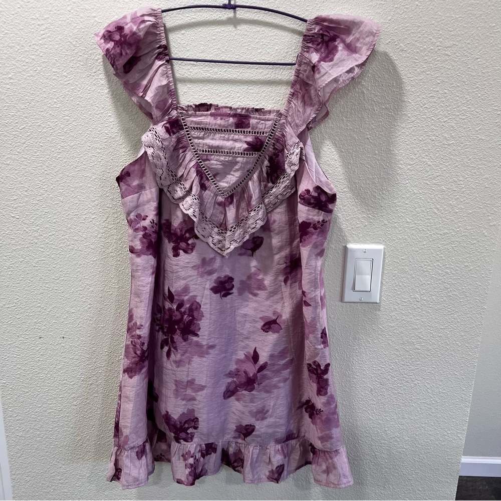 And Now This Women's Whimsical Cottage Floral Midi Dress Purple Size Large NWT